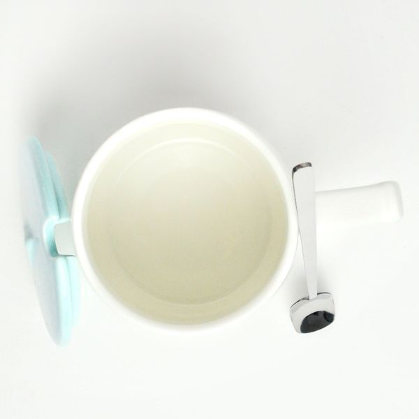 Mug with lid BonaDi Time is forever 440 ml porcelain with spoon. BonaDi927-203 photo