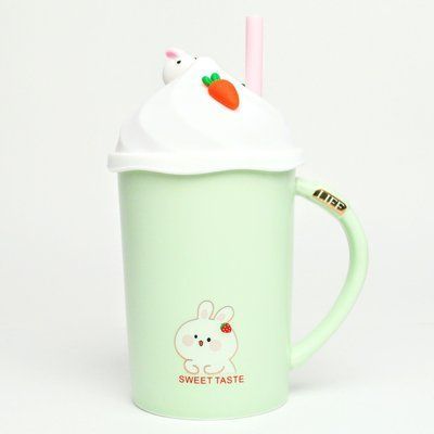 BonaDi Sweet Taste 400 ml porcelain mug with lid and straw. BonaDi927-227 photo