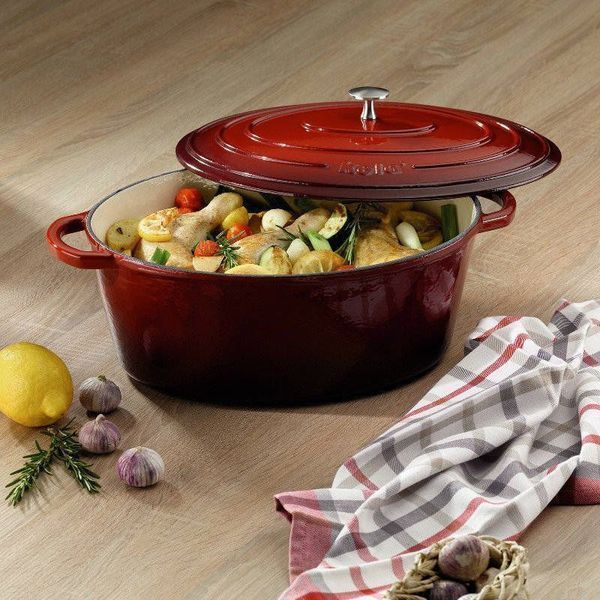 Goose pan with lid 33x26 cm Kela Calido red. Kela11942 photo