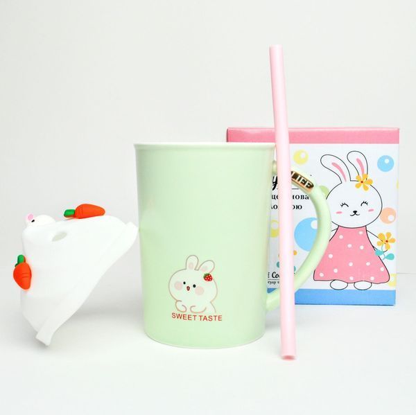 BonaDi Sweet Taste 400 ml porcelain mug with lid and straw. BonaDi927-227 photo