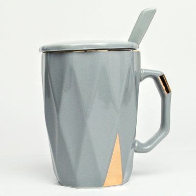BonaDi Elegance 430 ml porcelain mug with lid and spoon. BonaDi927-228 photo
