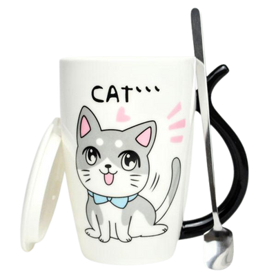 BonaDi Funny Cats 380 ml porcelain mug with lid and spoon. BonaDi927-229 photo