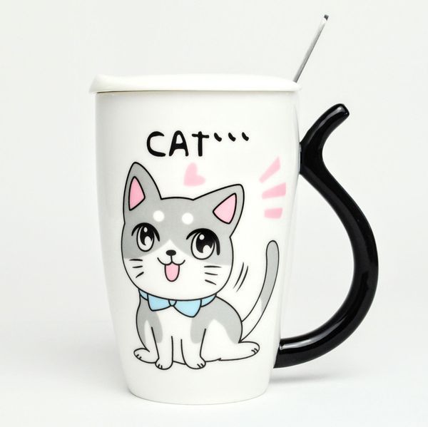 Кружка с крышкой BonaDi Funny Cats 380 мл фарфоровая с ложкой BonaDi927-229 фото