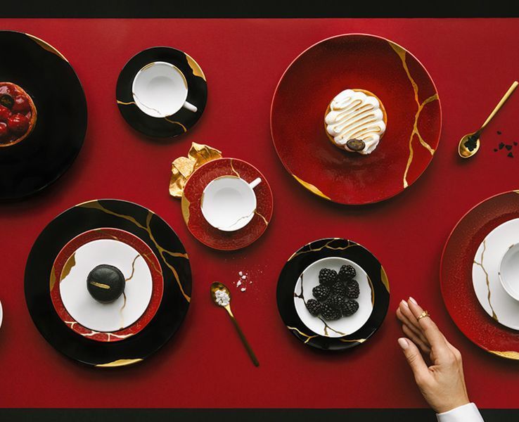 Салатна/десертна тарілка "Kintsugi Charbon" BERNARDAUD_1976/2551 фото