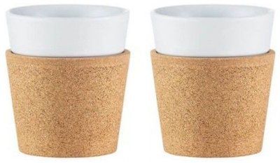 Bodum Bistro set of 2 porcelain mugs with a cork holder, 170 ml each. Bodum11581-109 photo