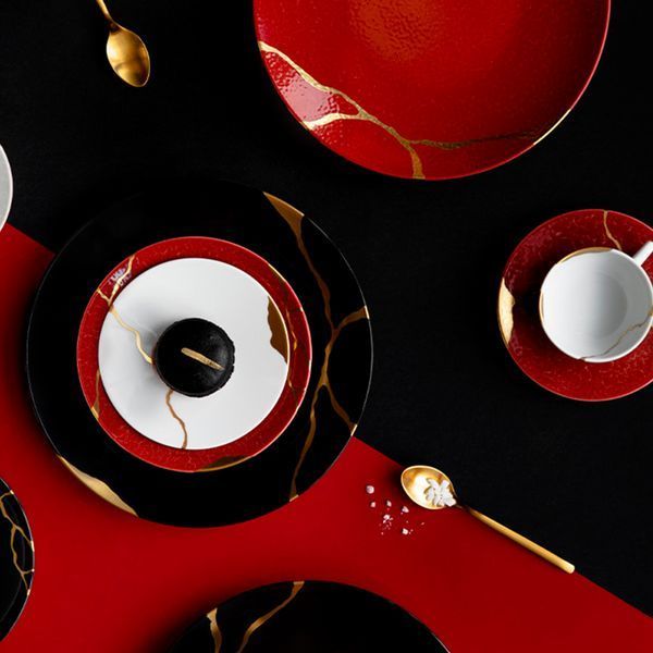 Салатна/десертна тарілка "Kintsugi Rouge Empereur" BERNARDAUD_1977/2551 фото