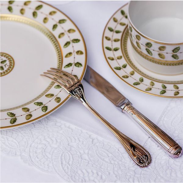 Linen placemat with lace edging "Venice" WEISSFEE_1828110120 photo