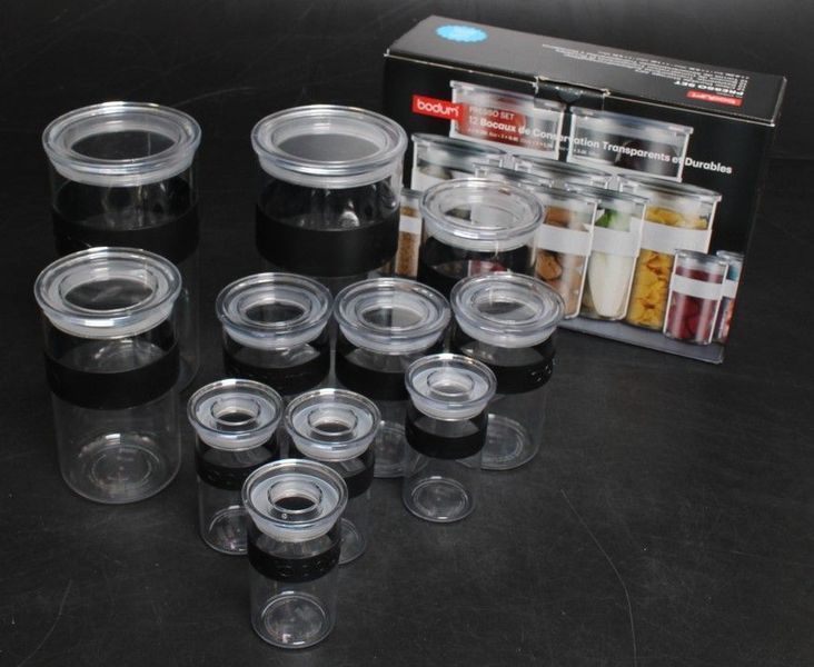 Набір банок для зберігання продуктів Bodum Presso 12 шт (4х0,25, 3х0,6, 3х1, 2х2 л) пластик BodumK11830-01SA-1 фото