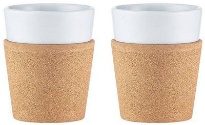 Bodum Bistro set of 2 porcelain mugs with a cork holder, 300 ml each. Bodum11582-109 photo