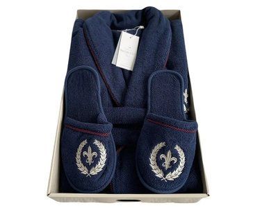 Чоловічий махровий халат з тапочками Maison D'or Seymour seymour-navy-m фото