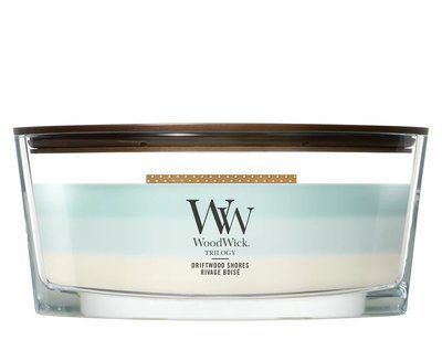 Aromatic candle with a three-layer fragrance Woodwick Ellipse Trilogy Driftwood Shores 453 g Woodwick_2674278E photo