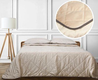 Стьобане покривало Luxury Linens Beige/Chocolate двостороннє luli771036 фото