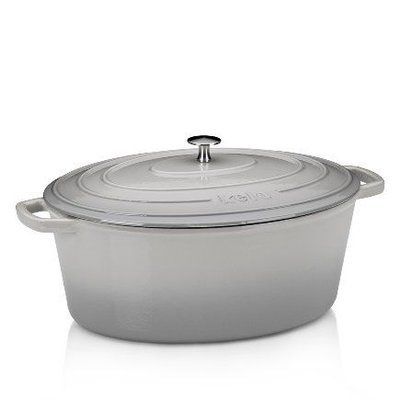 Чавунна гусятниця Kela Calido 36x29 см 9,3 л з кришкою, емальована, сіра Kela12609 фото