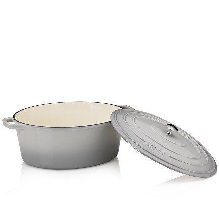 Cast Iron Oval Roaster Kela Calido 36x29 cm 9.3 L with Lid, Enameled, Gray Kela12609 photo