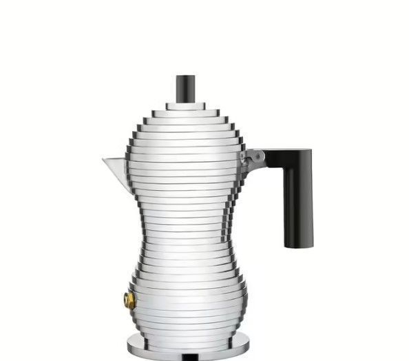 Гейзерна кавоварка 300 мл Alessi Pulcina на 6 чашок з чорною ручкою AlessiMDL026 фото