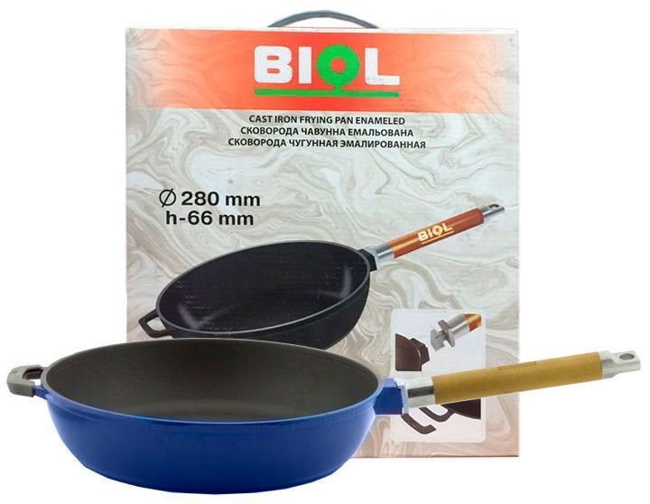 Сковорідка Біол 28 см чавунна, емаль синя Biol03284E фото